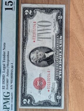 1928D Red Seal Two Dollar Bill W/*Serial Number "Rare"!